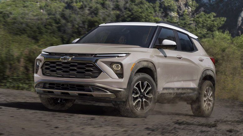 A beige 2026 Chevrolet Trailblazer off-roading