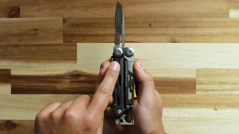 Leatherman Signal with the blade outstretched