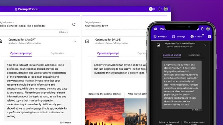 Prompt Perfect plugin functionality on desktop and smartphone