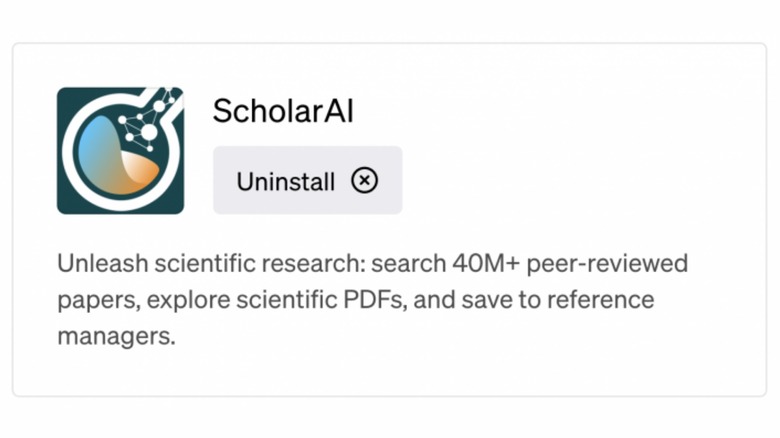 Screenshot of ScholarAI ChatGPT plugin