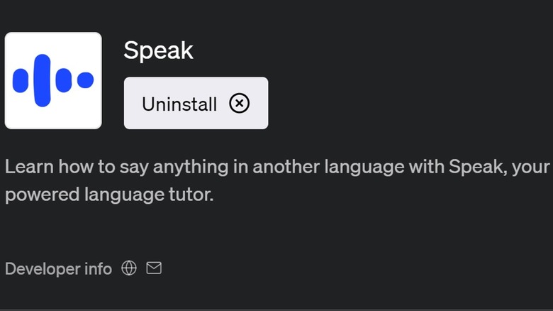 Screenshot of Speak plugin functionality using Spanish