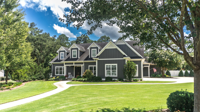large yard around a luxurious house