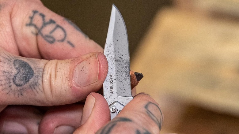 sharpening pencil with Gerber mini knife