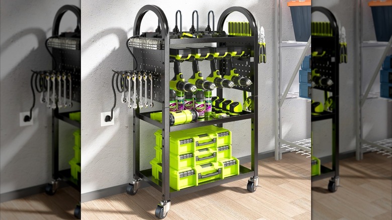KAFAHOM Power Tool Organizer Cart and Charging Station