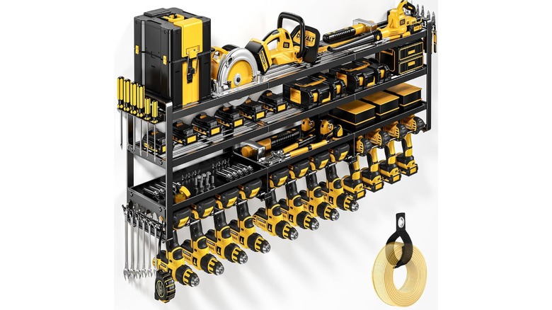 POKIPO 49-Inch 4-Tier Wall Mounted Power Tool Organizer