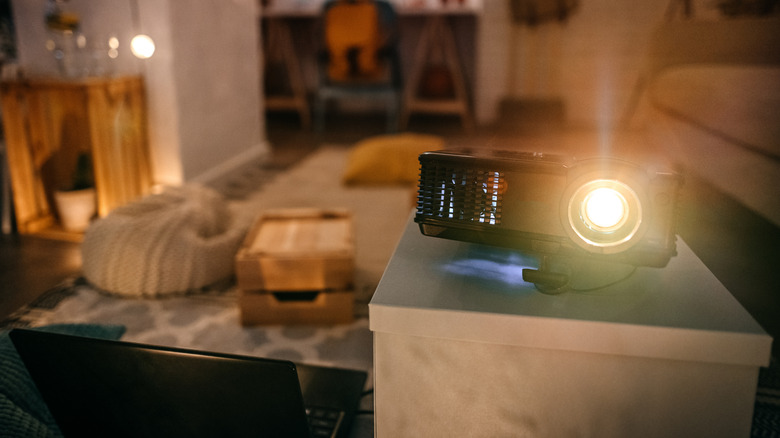 A projector placed on a table