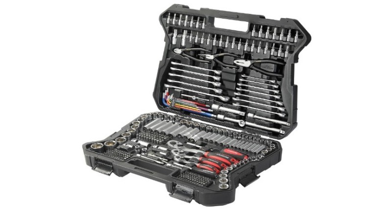 Tools inside a black tool set box