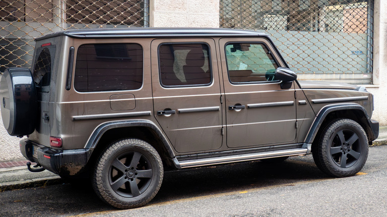 Brown G-Wagen parked on the str