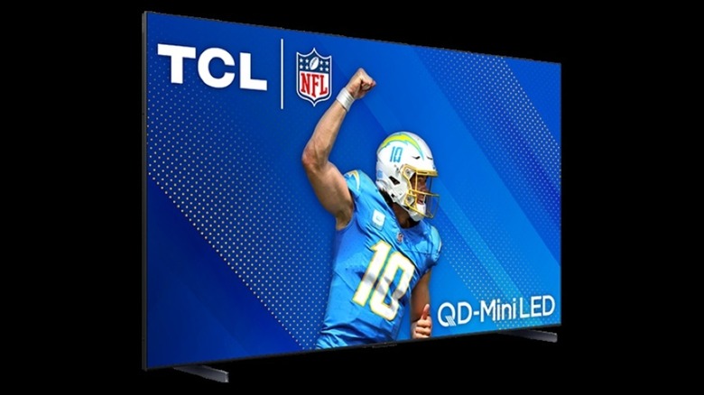 TCL QM89 QLED 4K TV showing a football player and the NFL logo