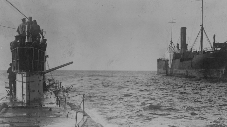u-boat and enemy ship