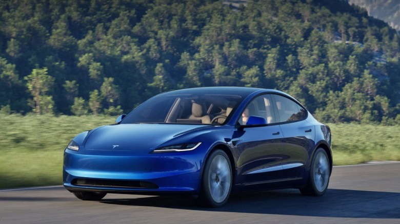 A blue 2025 Tesla Model 3