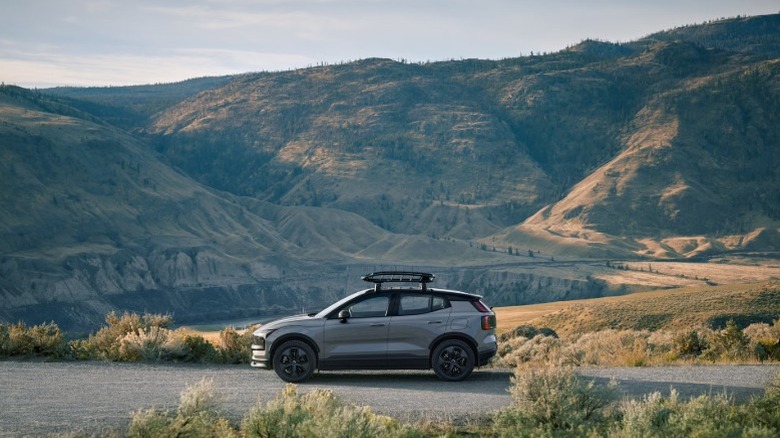 A 2025 Volvo EX30 parked in a valley