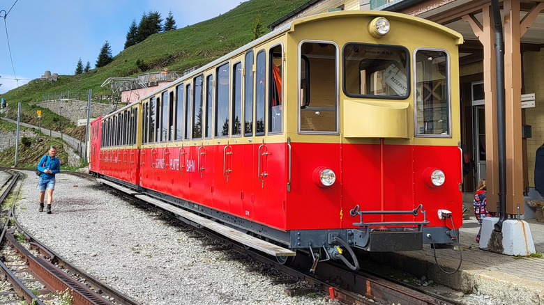 The Wilderswil awaits passengers to board in Switzerland