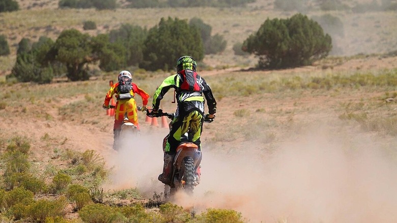 Two riders on dirt bikes in Utah
