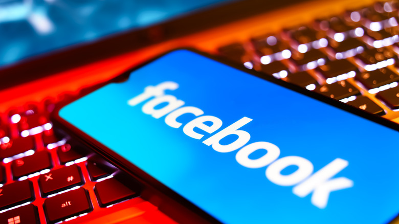 Facebook phone on laptop