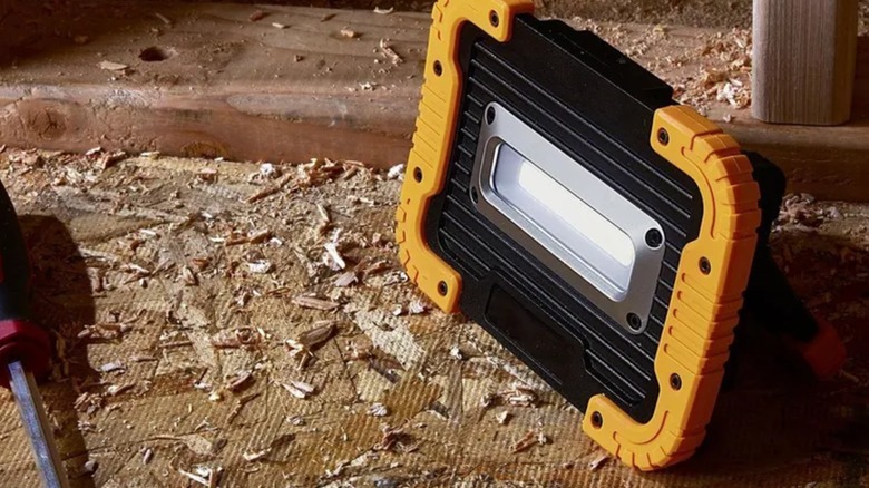 Braun light on a jobsite
