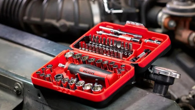 Icon bit set sitting on a car