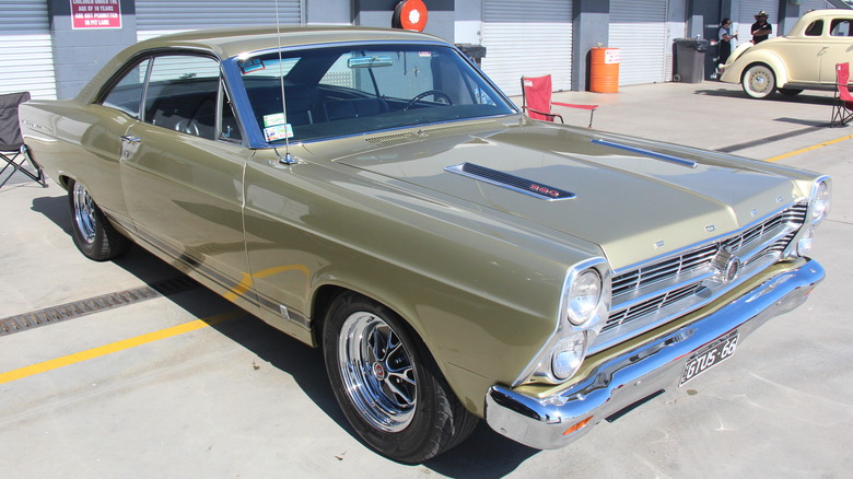 1966 Ford Fairlane R-Code GTA hardtop parked at an auction