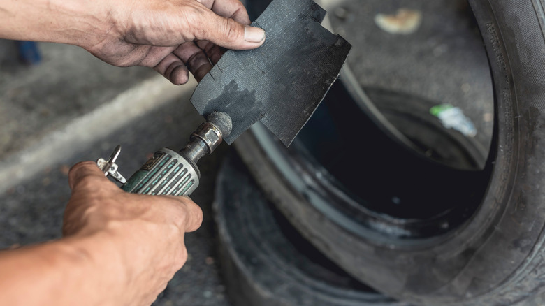 using a die grinder on automotive part
