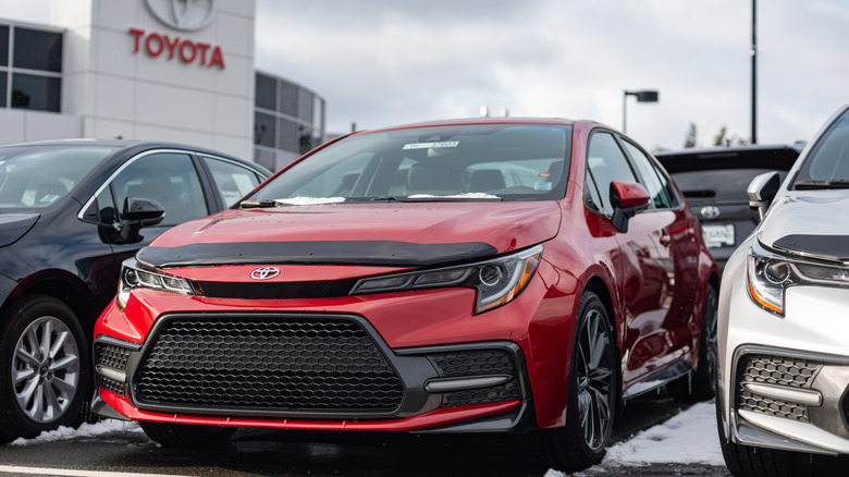 Toyota Corollas at Toyota dealership