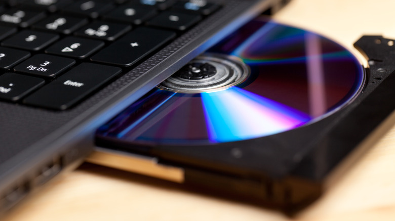 A Blu-ray put inside a laptop's disc drive