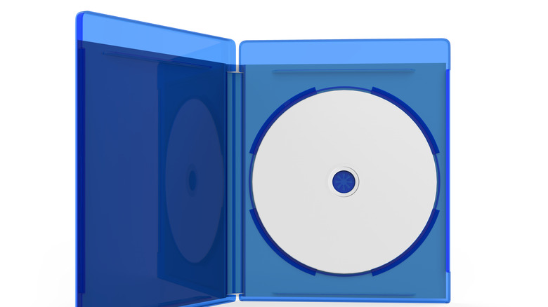 A Blu-ray inside a blue case