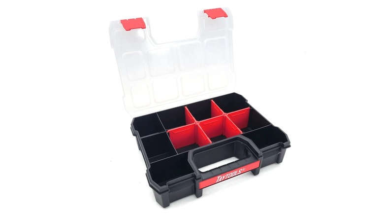 Close up of small object organizer