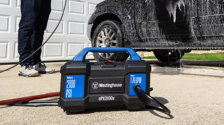 The Westinghouse Electric Cold Water Pressure Washer on the ground