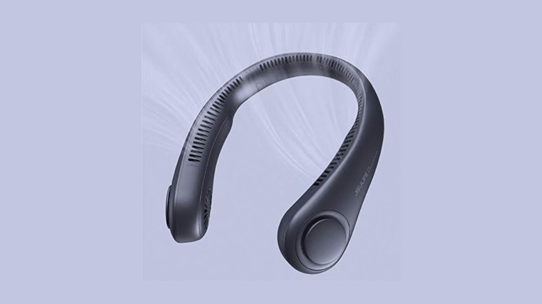 Jisulife neck fan on purple background
