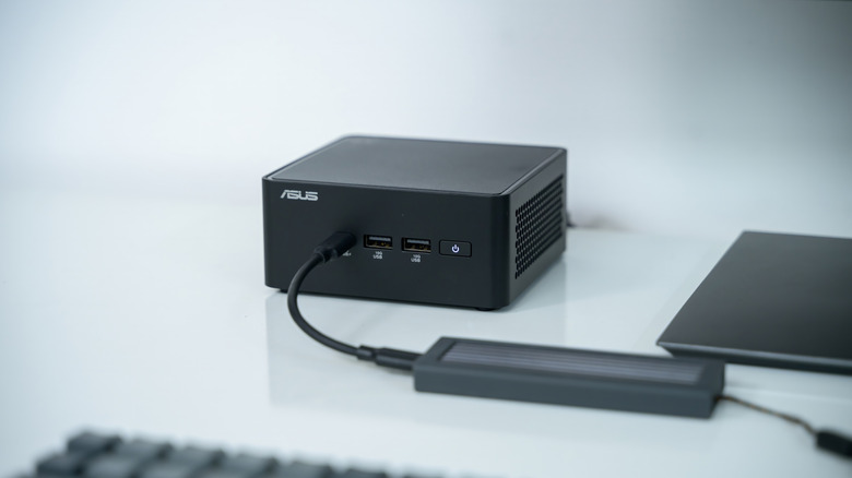 A mini PC on a desktop