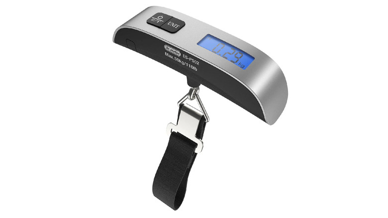 The Dr.meter Travel Essentials Luggage Weight Scale on a gray background
