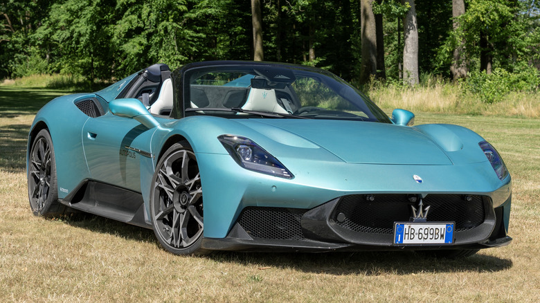 Maserati MCPura parked on grass
