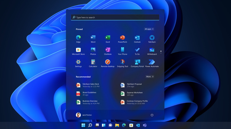 Windows 11 start menu