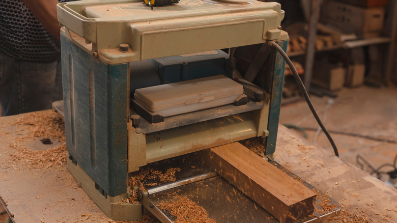 sending board through a benchtop planer