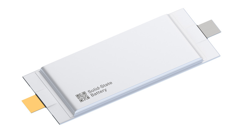 A solid-state battery on a white background