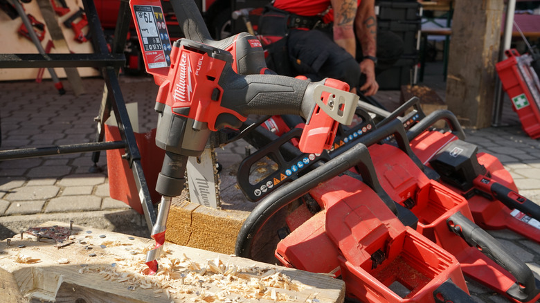 Milwaukee power tools on display