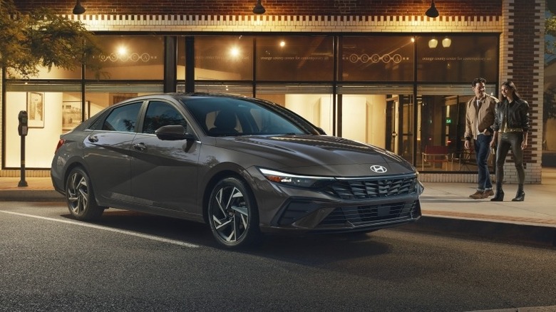 Hyundai Elantra Hybrid parked in the city