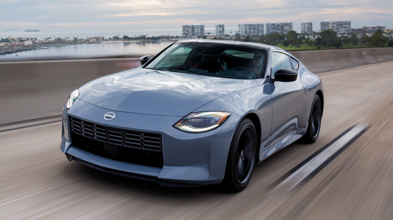 Gray Nissan Z on the highway