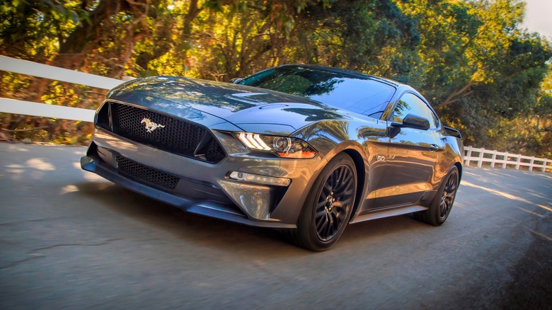 Ford Mustang on the road