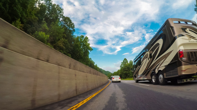 Motorhome driving on a roadway