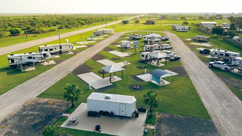 Aerial view of RV park in Texas