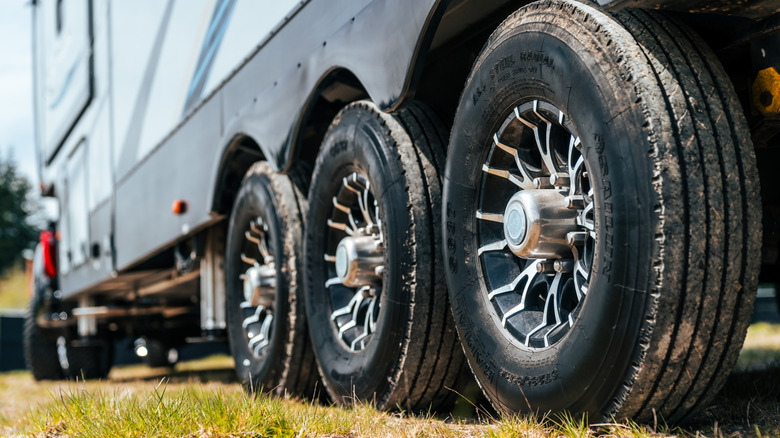 Closeup of Road Warrior trailer wheels