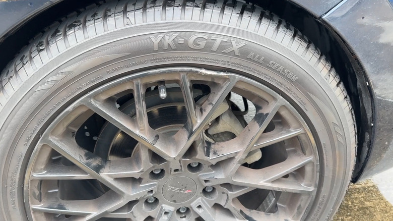 A close up shot of the Yokohama YK-GTX tire