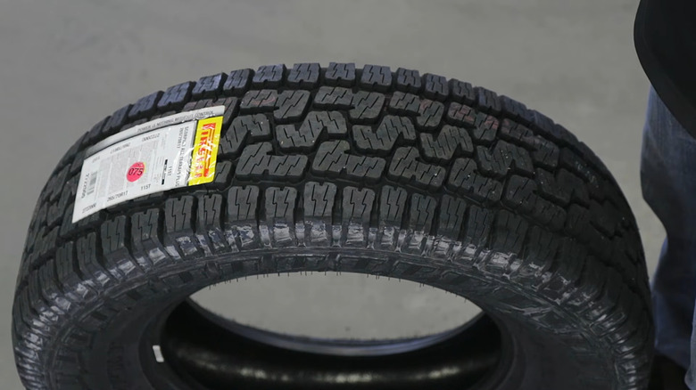 A Pirelli Scorpion All-Terrain Plus on display