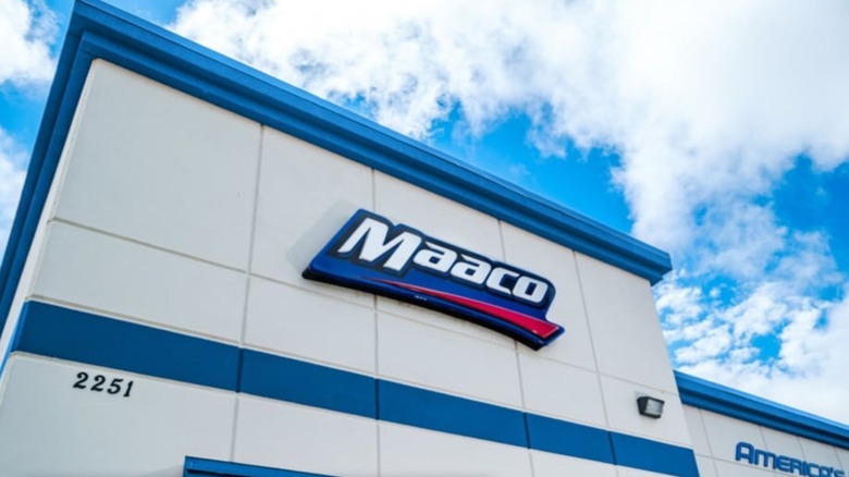 Maaco logo on building front