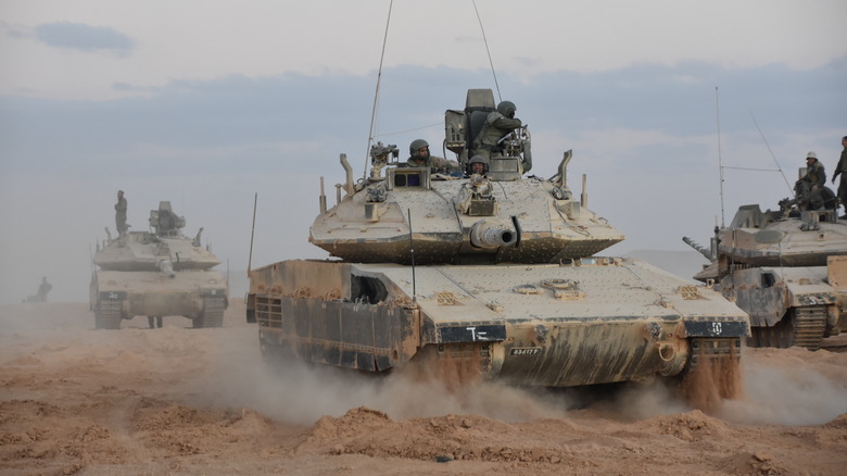 Merkava tanks on the battlefield