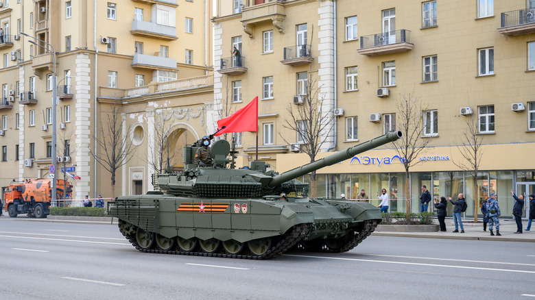 T-90M Proryv on the street for a military parade
