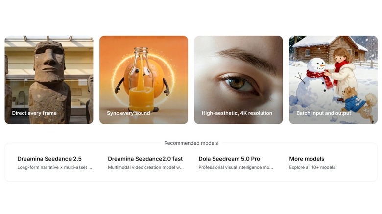 BytePlus features displayed on the company's website
