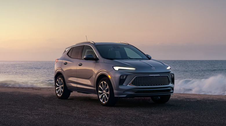 A gray Buick Encore GX parked on a beach