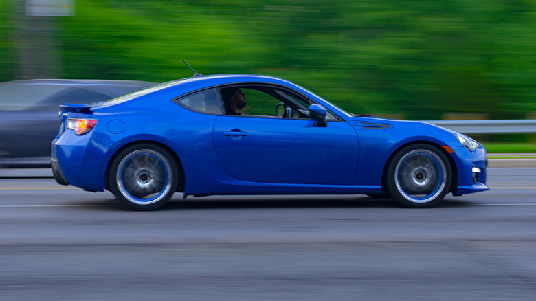 A Subaru BRZ on a Toronto highway